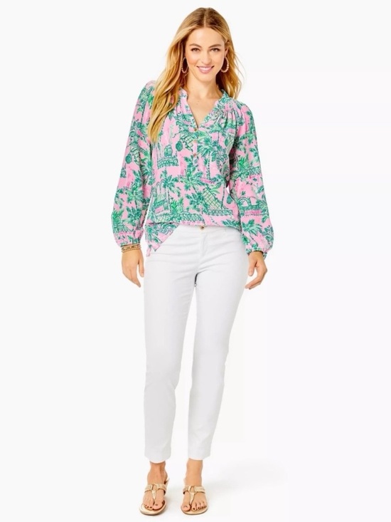 Lilly Pulitzer Denim - NWT Lilly Pulitzer Kelly Textured Resort White 29” Skinny Ankle Pants
